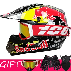 100% Motocross Goggles Gloves Face Mask Full Face Helmet Teen Youth Downhill Mountain Bike Racing Go Kart Off Road Protective Gear Set Youth Full Face Racing Helmet With Goggles Gloves Face Cover Outdoor Offroad Motorcycle Mountain Bicycle Downhill Kart
