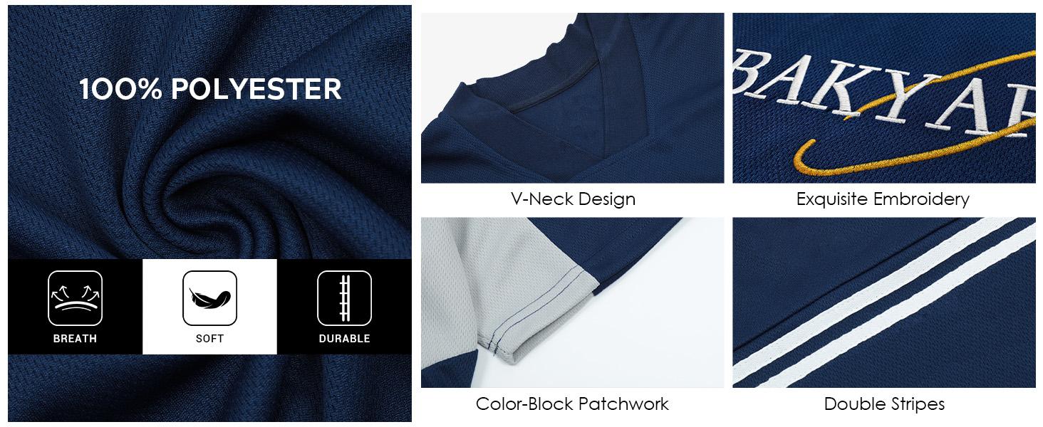 Bakyarder Men’s Vintage Oversized Jersey Shirt 90s Y2K Streetwear V Neck Embroidered Color-Block Loose Fit Casual T-Shirt Bakyarder Men’s Vintage Oversized Jersey Shirt 90s Y2K Streetwear V Neck Embroidered Color-Block Loose Fit Casual T-Shirt