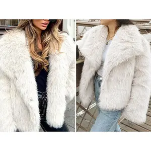Women's Faux Fur Coat Winter Fluffy Coat Warm Furry Oversized Outerwear Top Plush Collar Fully Lined Coat