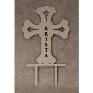 Cross Cake Topper - 1/8" Acrylic - Confirmation-1st Communion -Free Engraving! (White)