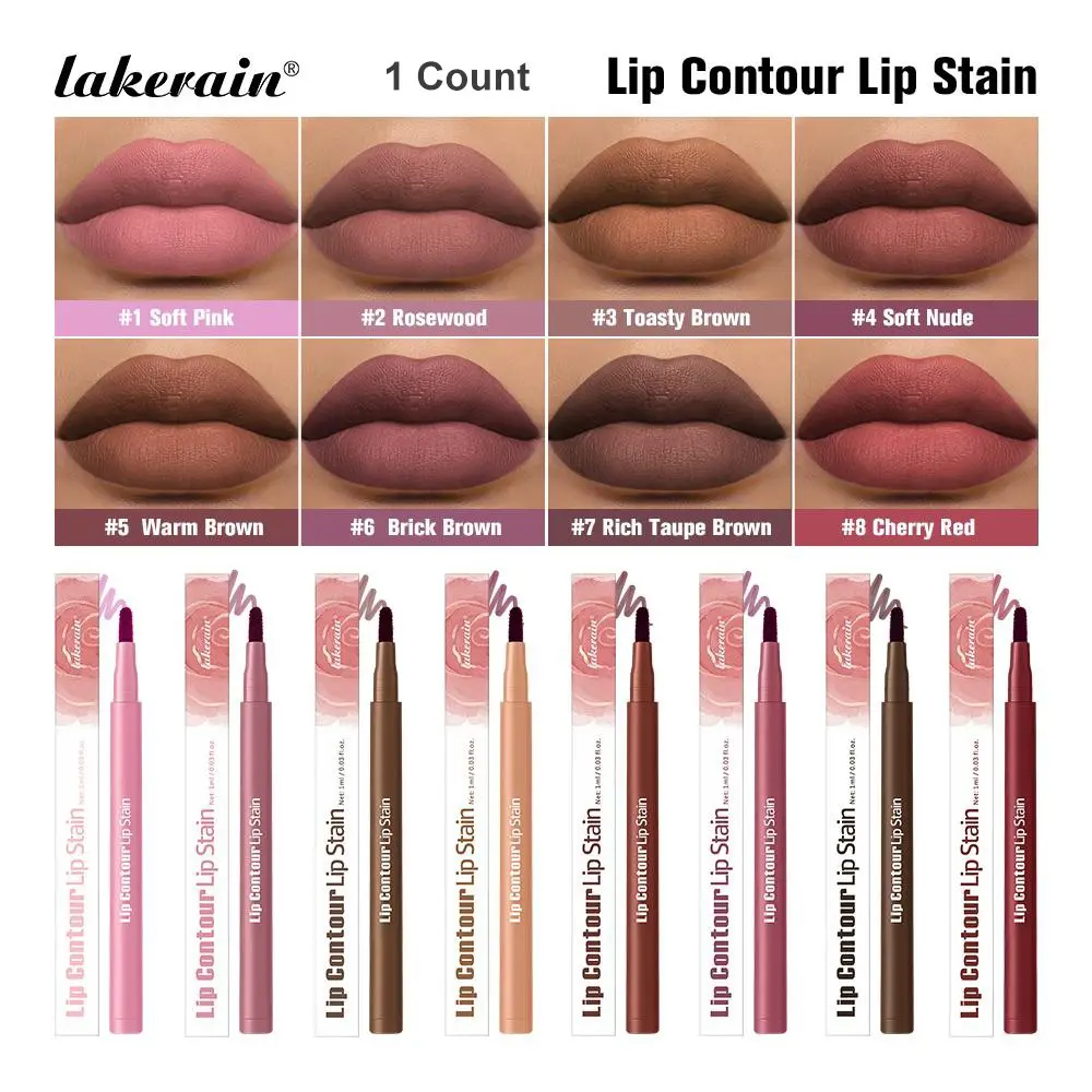Lakerain Long-Lasting Lip Liner, Lipliner, Lip Liner Makeup, Lip Liner Pen, Lip Pencil, Waterproof Lip Tint, High-Pigment, Smudge-Proof, Non-Drying Formula for Precise Definition & Matte Looks, Travel-Friendly for Daily Use, 8 Shades for All Skin Tones