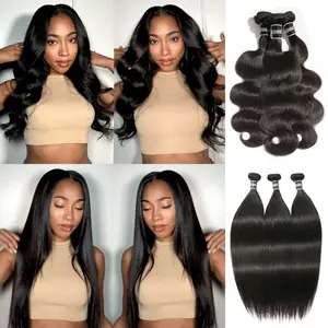 [Ashine] Luxury Brazilian Virgin Bundles 100% Human Hair Straight Body Wave Deep Curly bundles Tangle-free Re-wearable 10A Grade Salon Quality