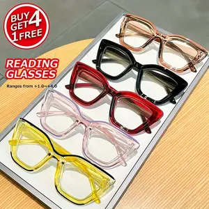 5 pairs of multi-colored cat eye anti-blue light reading glasses, suitable for decorative reading, screen go, trend frames, comfortable to wear, lightweight design, vision protection High Quality Eyewear
