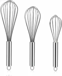 Stainless Steel Whisk Set 8" 10" 12" Kitchen Whisk Balloon Whisk Kitchen Wisk Wire Whisks for Cooking, Whisking, Blending, Beating, Stirring-3 Pack…