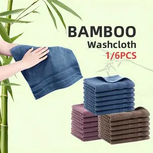 1/6 PCs Soft and Absorbent Bamboo Washcloths Hand Towels Lightweight Soft Towel 13X13 In