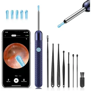 Wax Removal, Cleaner with with 1080P, Otoscope with Light, Wax Removal Kit with 6 Pick, for iPhone, iPad, Android Phones (Blue)