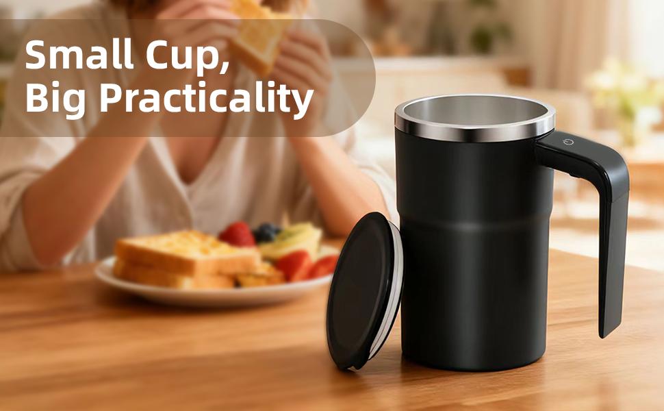 Rechargeable Automatic Magnetic Self-Stirring Coffee Mug with Lid, Stainless Steel Insulated Mixing Cup with LCD Temperature Display, Electric Auto Stir Mug for Coffee, Milk,Tea & Protein Powder, 12.85oz Gift for Mother’s Day,Graduation,Home Office Travel