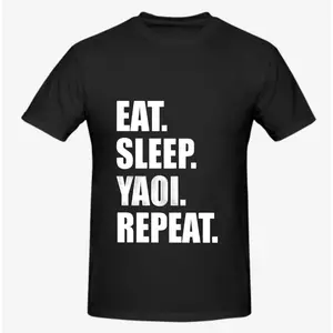 Funny Yaoi Anime T-Shirt| Eat Sleep Yaoi Repeat Graphic Tee| BL Manga Fan Apparel| Fujoshi Fundanshi Gifts| Humorous Otaku Streetwear| 100% Cotton Unisex Top
