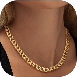 Gold Layered Necklace for Women, 14K Dainty Gold Chain Necklace Stackable Trendy Cuban Link Rope Snake Chain Choker Simple Chunky Herringbone Necklace Stack Jewelry Set Gift for Women