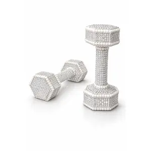White Diamond Dumbbells with Pearl Trim – Elegant Luxury Set
