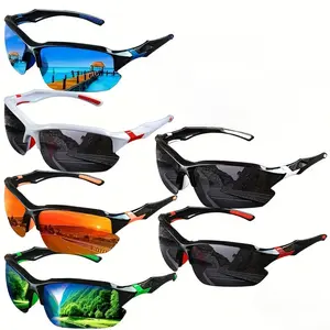 6 Pack Polarized Sports Sunglasses for Men, UV Protection Half Frame Sunglasses Comfortable for Running Cycling Driving