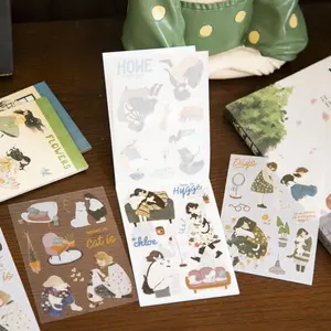 Vintage Figure Holiday Time Sticker Book, 24pcs/book Cute Cartoon Sticker, Decorative Sticker for Phone Case, Skateboard, Guitar, Luggage, Water Bottle