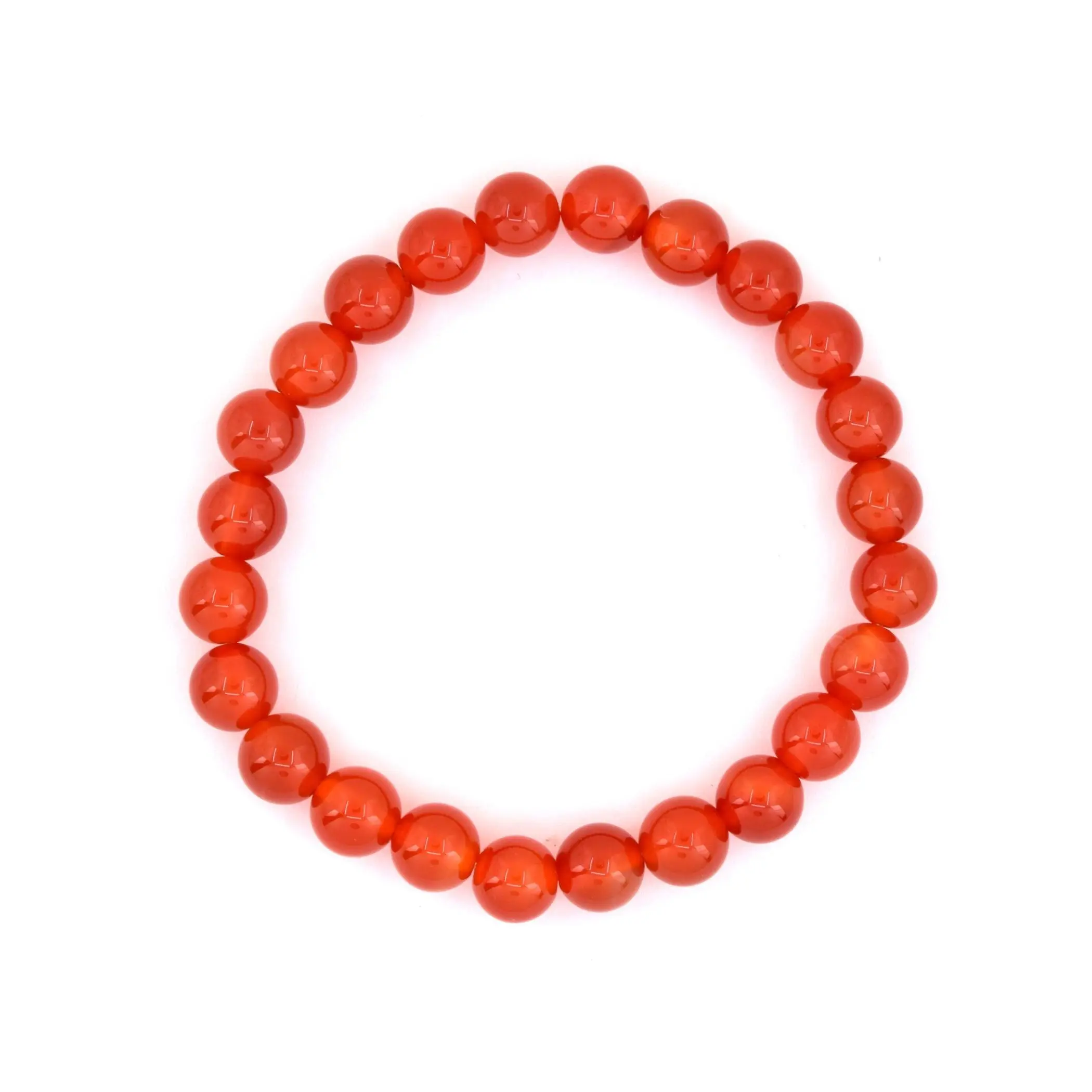 Orange Chalcedony Smooth Beaded Stretch Bracelet
