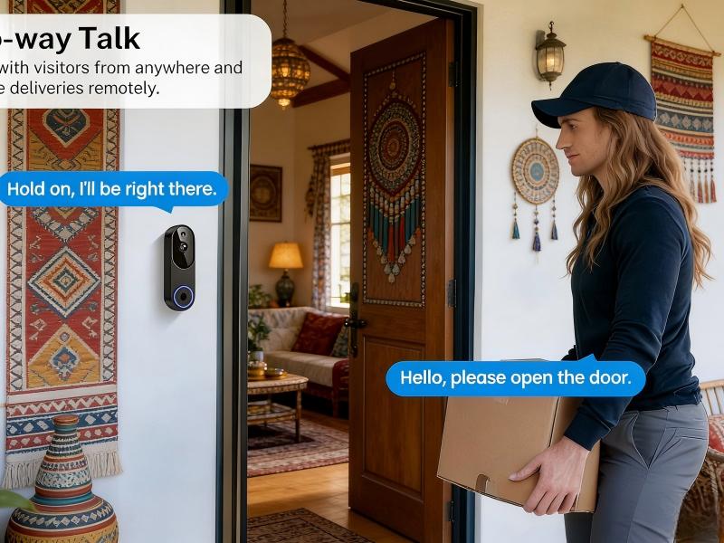 1080p Portable Wi-Fi Video Doorbell Camera with Dual-Way Talk, Infrared Night Vision, Secure Cloud Storage, Intelligent AI Motion Detection, Compatible with 2.4GHz Wi-Fi