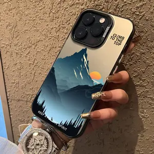 Ink-wash mountain sunset Pattern Phone Case for iPhone 15 16 14 Pro Max 13 12 11 XR XS Plus E Shockproof Drop Protection Durable PC Smartphone Cover Cellphone Protective