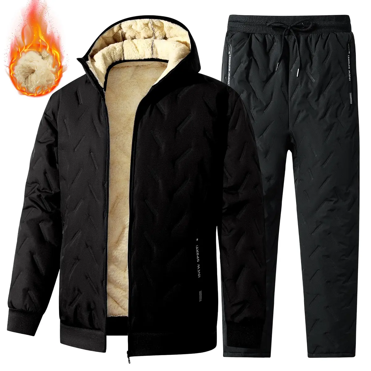 Insulated Quilted 2 Piece Warm Set | 100% Polyester Sherpa Lining | Daily Casual & Family Outdoor Activities | Reliable Warmth Against Frigid Wind