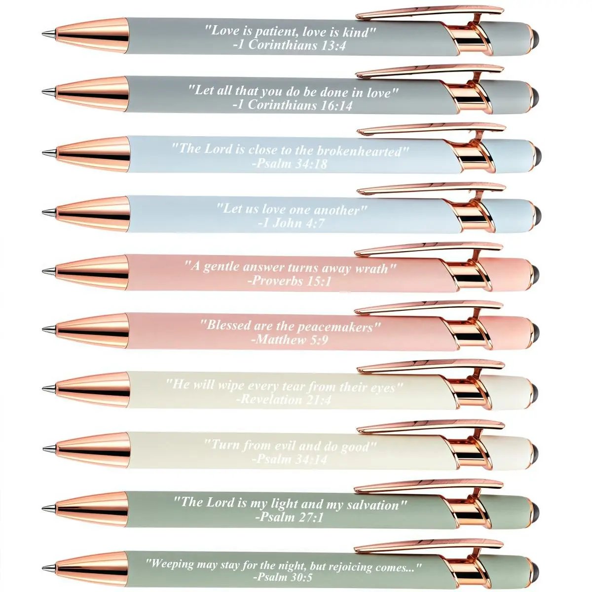 Bible Verse Quote Ballpoint Pen, 10pcs/set Inspirational Metal Christian Pens, Writing Pen for Office & School Supplies, Gift for Friends, Writing Tools