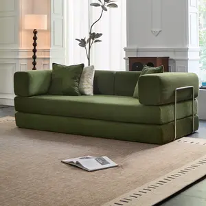 4-in-1 Convertible Corduroy Sofa Bed – 78.8" Double Modular Floor Futon with Fixed-Shape Frame & Boneless Couch Design, Ideal for Living Rooms, Bedrooms & Studios (Green)