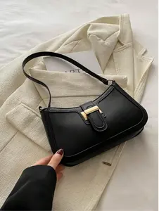 Elegant Crescent-Shaped Underarm Shoulder Bag For Women, Chic Casual Fashion, Solid Color Underarm Bag