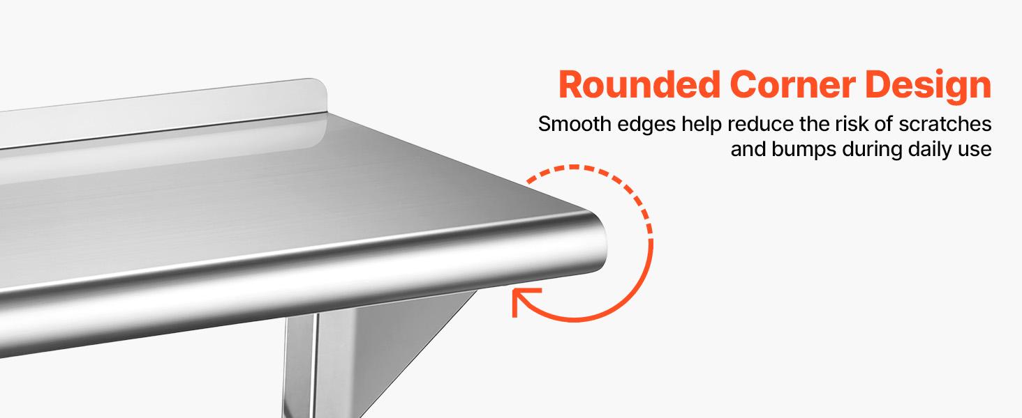 VEVOR Stainless Steel Shelf 12" x 24" Commercial Wall Mount Floating Shelf, Heavy-Duty Storage Rack with Brackets, 250LBS Strong Capacity, Easy to Clean, Suitable for Restaurant, Home Kitchen, Garage VEVOR Stainless Steel Shelf 12" x 24" Commercial Wall Mount Floating Shelf, Heavy-Duty Storage Rack with Brackets, 250LBS Strong Capacity, Easy to Clean, Suitable for Restaurant, Home Kitchen, Garage