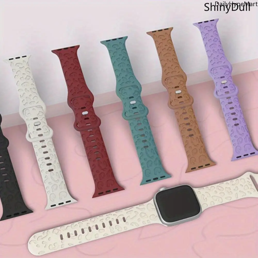 2-Pack Leopard Print Silicone Apple Watch Bands, Sport Strap 38-49mm Series 1-11 SE Ultra Unisex