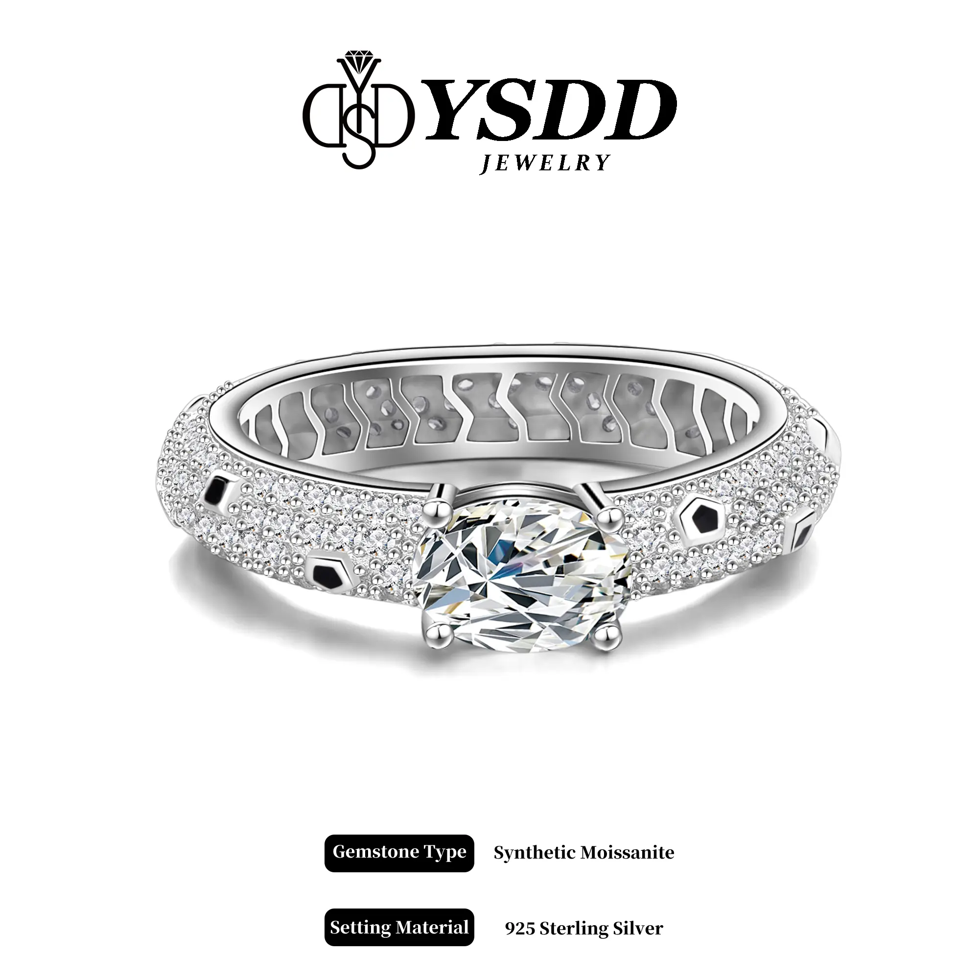【#339 The Leopard】Leopard Print Oval Cut 1CT Synthetic Moissanite Rings in 925 Sterling Silver