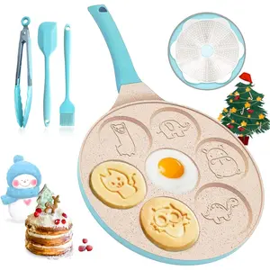 Pancake Pan Induction Egg Pan 7-Cup Mini Pancake Maker Nonstick Omelette Breakfast Egg Skillet  Pancake Molds, Induction Compatible