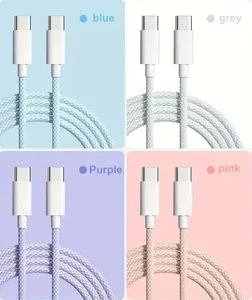 USB C To USB C Charging Braided Cable 60W, Type C To Type C Fast Charger Cord Compatible for iPhone 15/15 Plus/15 Pro/15 Pro Max, iPad Pro/Mini/Air Devices Plug