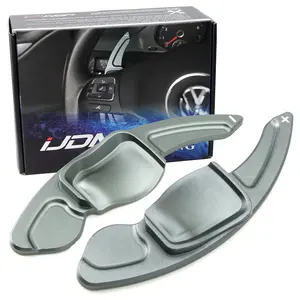 iJDMTOY Gun Metal Grey CNC Billet Aluminum Larger Paddle Shifter Extensions For Volkswagen MK6 Golf CC Beetle Jetta