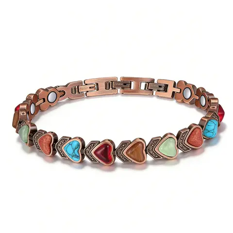 September Copper Bracelet for Women, Pure Copper Magnetic Bracelets, Natural Unique Gemstone, Gifts for Women Trendy Stack Bangle Trendy Jewellery Accessories  Valentine’s Day gift.