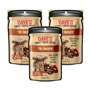 Dave's Sweet Tooth Toffee - Milk Chocolate Toffee Gift Set (4 oz. x 3) - Homemade & Handmade Chocolate Gourmet Soft Toffee with Real Butter, Real Sugar, Hand-Sliced Almonds, Naturally Gluten-Free