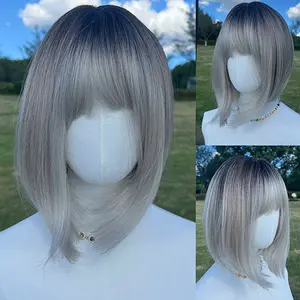 SMILCO/12-inch | Omber  Blonde Straight Bob with Bangs | SM1637