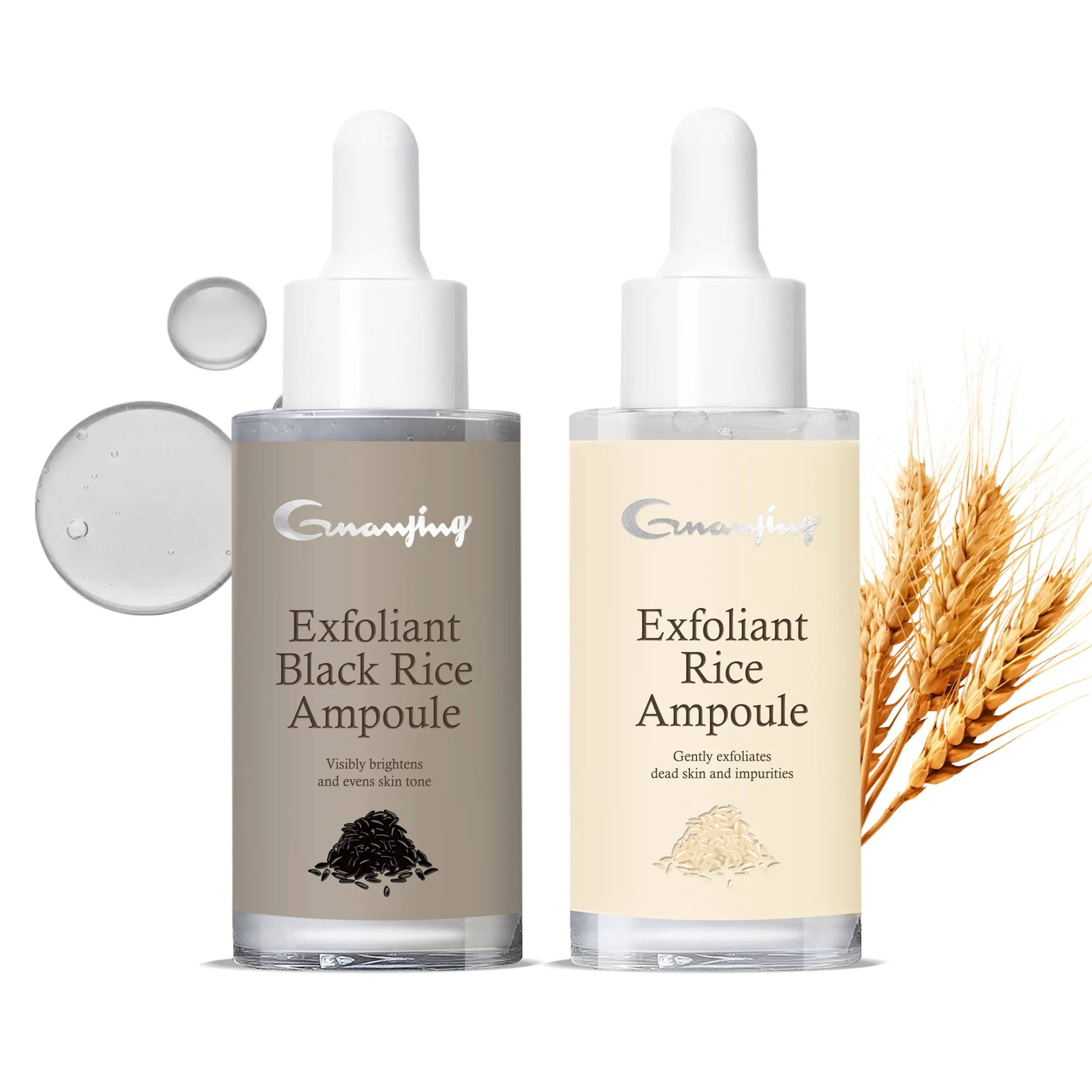 Peel Shot Glow Rice Ampoule - Nourishing Fermented Rice Exfoliating Serum, Dead Skin Remover Face Treatment with Hyaluronic Acid, Natural Gentle Formula for Brightening Skin Tone & Smoothing Texture (White or Black)