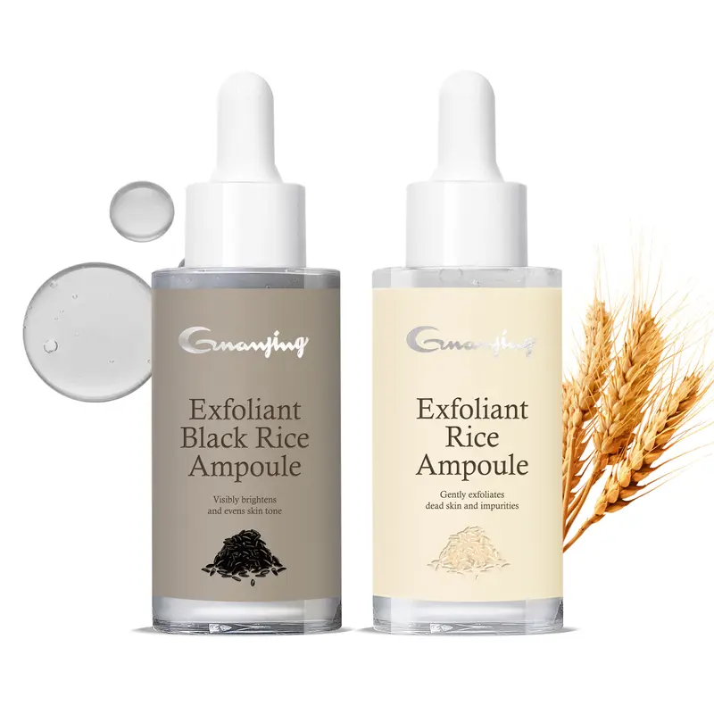 Guanjing Peel Shot Glow Rice Ampoule Bottle - Sensitive Adult Face Scrub & Peel, Dead Skin Remover, Fermented Exfoliating Serum with Hyaluronic Acid & Licorice Root, Gentle Nourishing Formula for Cleansing, Brightening Tone, Smooth Radiance Boost