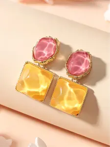 1 pair of French high-end pink and orange color-block water ripples stylish stud earrings, Vintage Statement Earrings, Versatile Earrings, retro niche fashion accessories, perfect for vacation, formal outfits and evening gowns