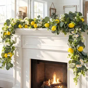 Lemon Artificial Vines,  Silk Vine Garland with Green Leaves, Faux Floral Garland, Fake Hanging Plants Greenery Decor for Home, Bedroom, Wall, Party, Wedding Decoration