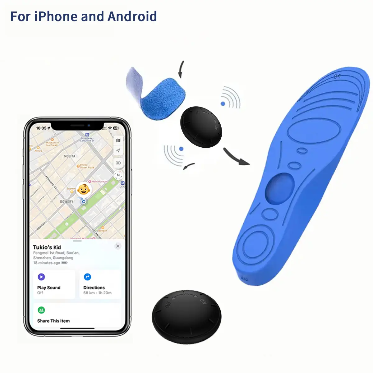 [Free Delivery] Mini GPS Tracker -  Suitable for children and pets; iOS/Android Compatible, Anti-Loss, 1-Touch Navigation for Children, Pets, Keys, Wallets, Luggage