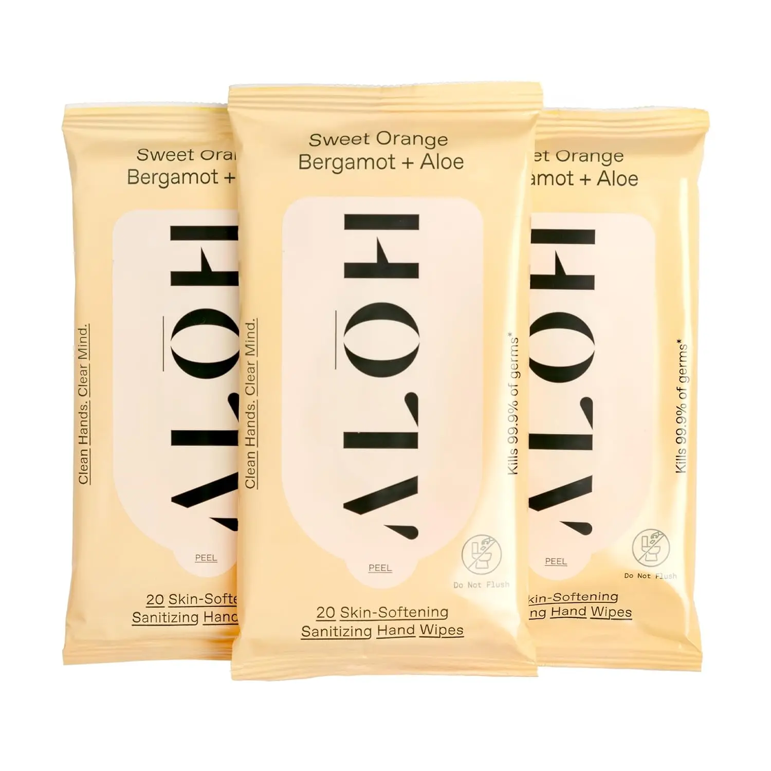 ALOH Hand Sanitizer Wipes, Sweet Orange Bergamot – 99.9% Germ Protection