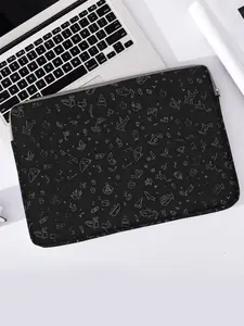 Simple Drawing Pattern Notebook Bag, Soft Laptop Sleeve, Fits Notebooks, Tablets, Zippered Storage Pouch, Casual Style, All Seasons