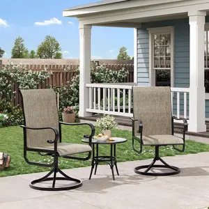 Patio Swivel Chairs Set of 2, Outdoor Dining Chairs with High Back, Swivel Rocker Chair for Lawn, Porch or Garden