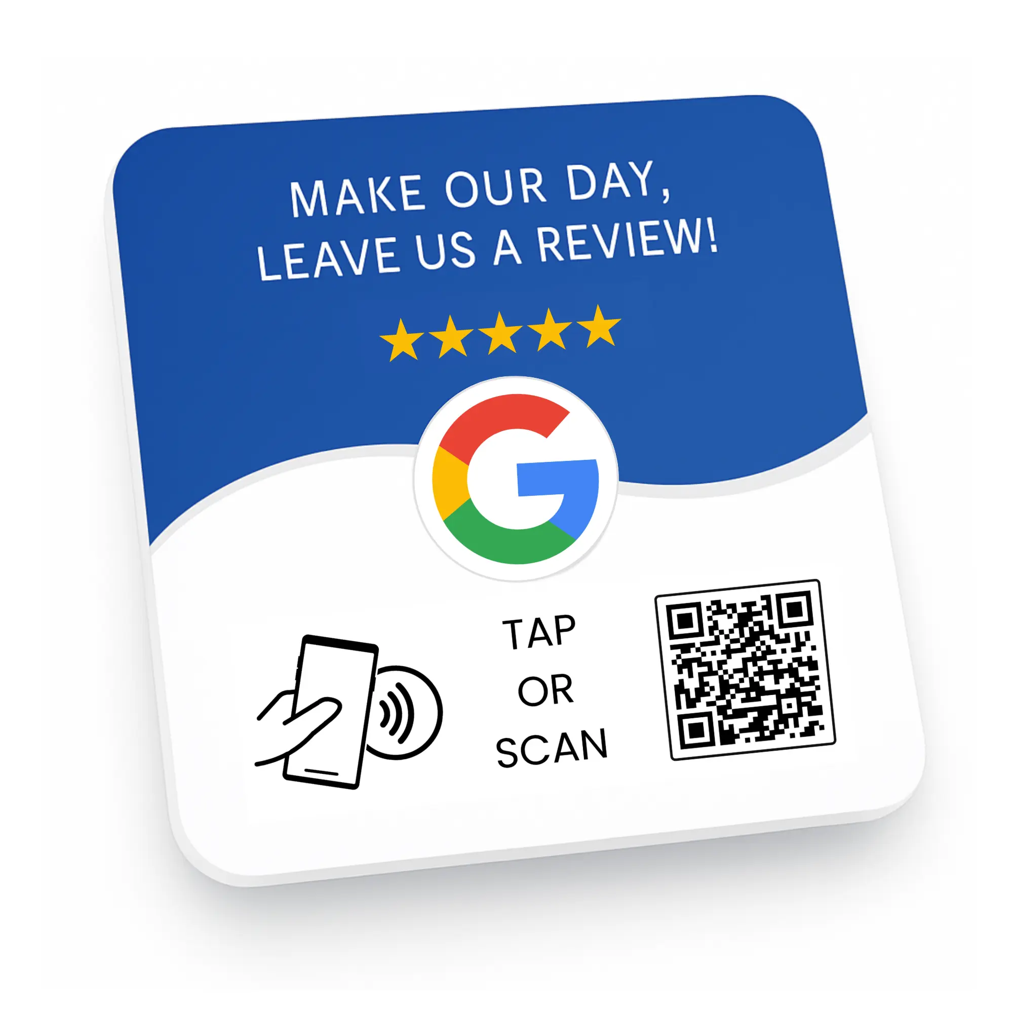 Google Review Plate - Durable Wall-Mounted Acrylic Plaque with QR Code & NFC Tap for Business Feedback Collection
