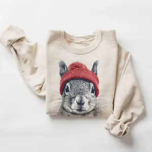 Retro Squirrel Wearing Beanie Vintage Wildlife Unisex Sweatshirt