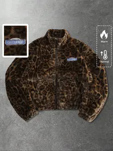 Men's Leopard Texture Jacket and Coat, Leopard Print Jacket, Fall & Winter Street Style American Design, Unisex Loose-Fitting Outerwear