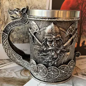 Vintage Resin Mug, 1 Count 550ml Embossed Design Mug, Stylish Coffee Mugs, Drinking Cup for Home Office Use, Birthday Gifts for Son, Halloween, Funny Mug