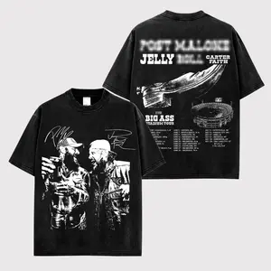 Big Ass Stadium Tour 2026 Posty & Jelly Premium Cotton T-Shirt V3, Posty Fans, White Iverson Fans, Country Rap Music Duo Graphic Tee, Concert Tour Merch Shirt, Vintage Streetwear Unisex Tee, Fan Gift