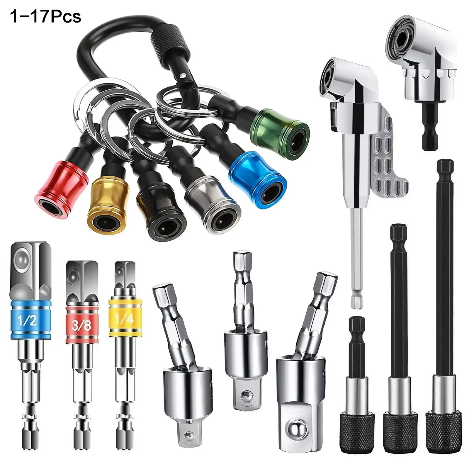 Cr-V Steel Socket Adapter, mpact Socket Extension Tools, High Speed Nut Driver Socket Adapter, Impact Grade Driver Sockets Adapter Extension Set, Bead