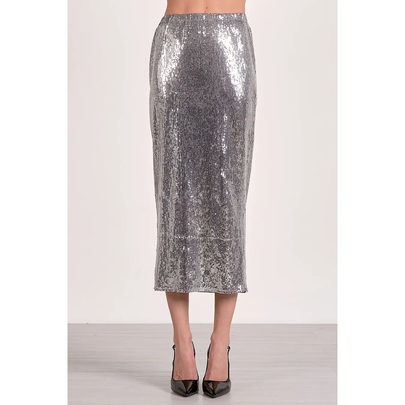 Let’s Dance Sequin Midi Skirt Silver