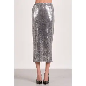 Let’s Dance Sequin Midi Skirt Silver