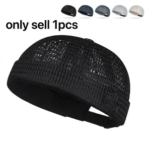 Men's Breathable Brimless Hat - Mesh Cooling Skull Cap Docker Beanie for Outdoors, Lightweight Summer Cap, Adjustable Fit, Fashion Headwear, Street Style, Ideal for Fishing Hiking Casual Wear