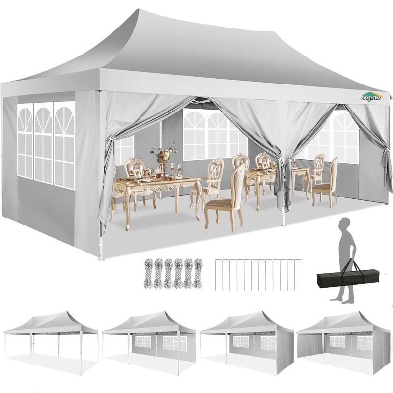 COBIZI 10x20 Pop Up Canopy Tent with Sidewalls, UV50+ Outdoor Gazebo for Parties